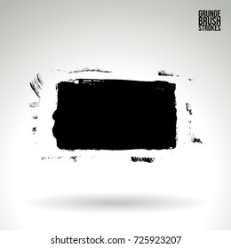 Black brush stroke and texture. Grunge vector abstract hand - painted element. Underline and border design.