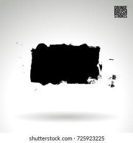 Black brush stroke and texture. Grunge vector abstract hand - painted element. Underline and border design.