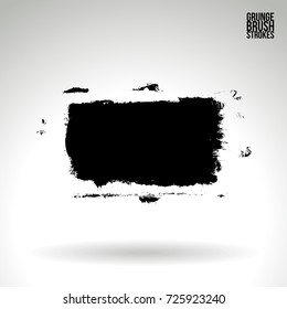 Black brush stroke and texture. Grunge vector abstract hand - painted element. Underline and border design.