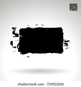 Black brush stroke and texture. Grunge vector abstract hand - painted element. Underline and border design.