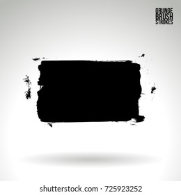 Black brush stroke and texture. Grunge vector abstract hand - painted element. Underline and border design.
