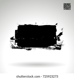 Black brush stroke and texture. Grunge vector abstract hand - painted element. Underline and border design.