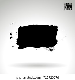 Black brush stroke and texture. Grunge vector abstract hand - painted element. Underline and border design.