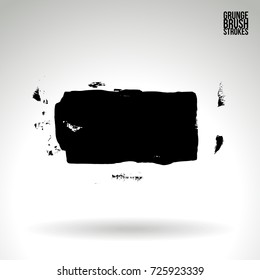 Black brush stroke and texture. Grunge vector abstract hand - painted element. Underline and border design.