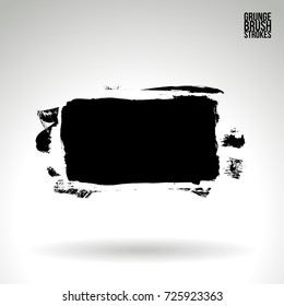 Black brush stroke and texture. Grunge vector abstract hand - painted element. Underline and border design.