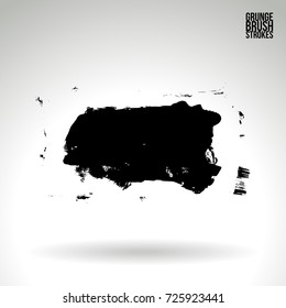 Black brush stroke and texture. Grunge vector abstract hand - painted element. Underline and border design.