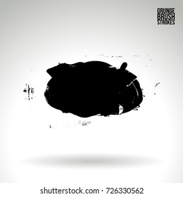 Black brush stroke and texture. Grunge vector abstract hand - painted element. Underline and border design.