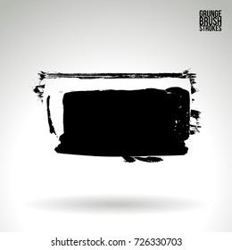 Black brush stroke and texture. Grunge vector abstract hand - painted element. Underline and border design.