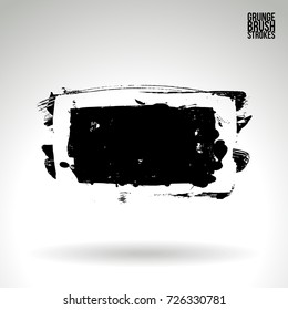 Black brush stroke and texture. Grunge vector abstract hand - painted element. Underline and border design.