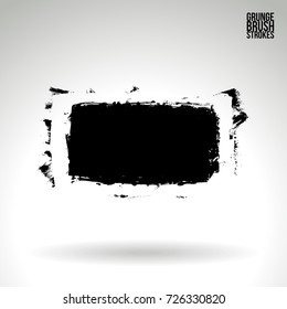 Black brush stroke and texture. Grunge vector abstract hand - painted element. Underline and border design.