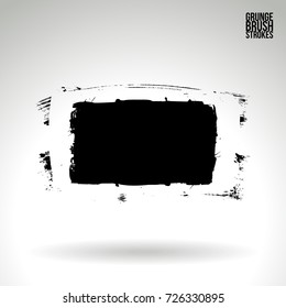Black brush stroke and texture. Grunge vector abstract hand - painted element. Underline and border design.