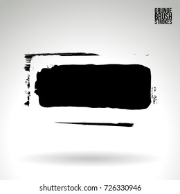 Black brush stroke and texture. Grunge vector abstract hand - painted element. Underline and border design.