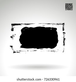 Black brush stroke and texture. Grunge vector abstract hand - painted element. Underline and border design.