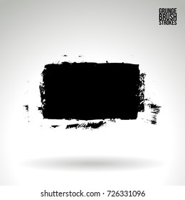 Black brush stroke and texture. Grunge vector abstract hand - painted element. Underline and border design.