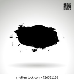Black brush stroke and texture. Grunge vector abstract hand - painted element. Underline and border design.