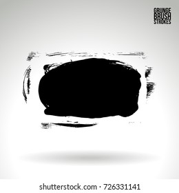 Black brush stroke and texture. Grunge vector abstract hand - painted element. Underline and border design.