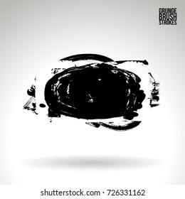 Black brush stroke and texture. Grunge vector abstract hand - painted element. Underline and border design.