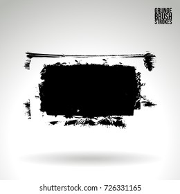 Black brush stroke and texture. Grunge vector abstract hand - painted element. Underline and border design.