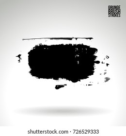 Black brush stroke and texture. Grunge vector abstract hand - painted element. Underline and border design.