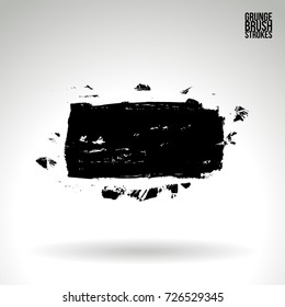 Black brush stroke and texture. Grunge vector abstract hand - painted element. Underline and border design.