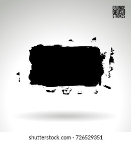Black brush stroke and texture. Grunge vector abstract hand - painted element. Underline and border design.