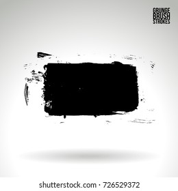 Black brush stroke and texture. Grunge vector abstract hand - painted element. Underline and border design.