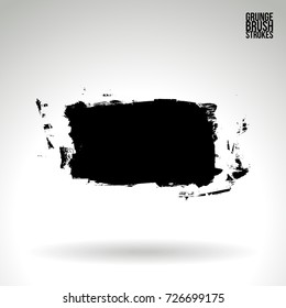 Black brush stroke and texture. Grunge vector abstract hand - painted element. Underline and border design.
