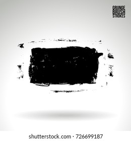 Black brush stroke and texture. Grunge vector abstract hand - painted element. Underline and border design.