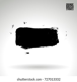 Black brush stroke and texture. Grunge vector abstract hand - painted element. Underline and border design.