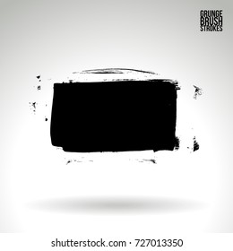 Black brush stroke and texture. Grunge vector abstract hand - painted element. Underline and border design.