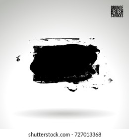 Black brush stroke and texture. Grunge vector abstract hand - painted element. Underline and border design.
