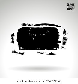 Black brush stroke and texture. Grunge vector abstract hand - painted element. Underline and border design.