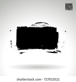 Black brush stroke and texture. Grunge vector abstract hand - painted element. Underline and border design.
