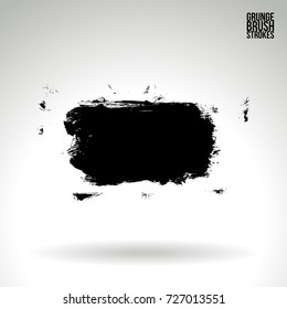 Black brush stroke and texture. Grunge vector abstract hand - painted element. Underline and border design.