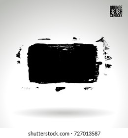 Black brush stroke and texture. Grunge vector abstract hand - painted element. Underline and border design.