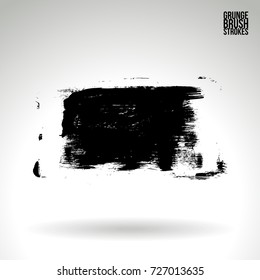 Black brush stroke and texture. Grunge vector abstract hand - painted element. Underline and border design.
