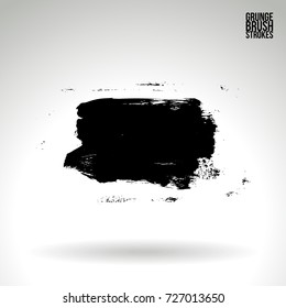 Black brush stroke and texture. Grunge vector abstract hand - painted element. Underline and border design.