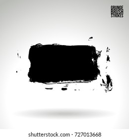 Black brush stroke and texture. Grunge vector abstract hand - painted element. Underline and border design.