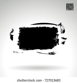 Black brush stroke and texture. Grunge vector abstract hand - painted element. Underline and border design.