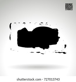 Black brush stroke and texture. Grunge vector abstract hand - painted element. Underline and border design.