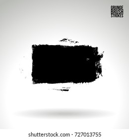 Black brush stroke and texture. Grunge vector abstract hand - painted element. Underline and border design.