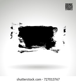 Black brush stroke and texture. Grunge vector abstract hand - painted element. Underline and border design.