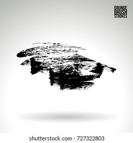 Black brush stroke and texture. Grunge vector abstract hand - painted element. Underline and border design.