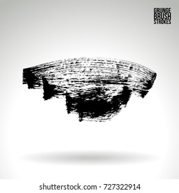Black brush stroke and texture. Grunge vector abstract hand - painted element. Underline and border design.