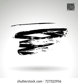 Black brush stroke and texture. Grunge vector abstract hand painted element. Underline and border design.