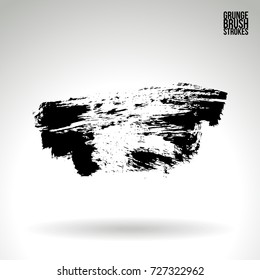 Black brush stroke and texture. Grunge vector abstract hand - painted element. Underline and border design.