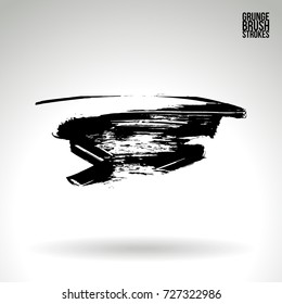 Black brush stroke and texture. Grunge vector abstract hand - painted element. Underline and border design.