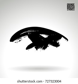 Black brush stroke and texture. Grunge vector abstract hand - painted element. Underline and border design.