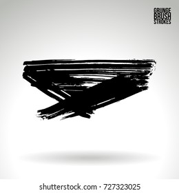 Black brush stroke and texture. Grunge vector abstract hand - painted element. Underline and border design.