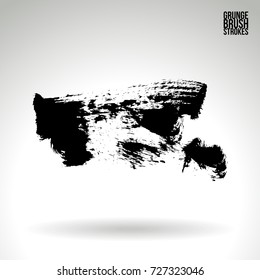 Black brush stroke and texture. Grunge vector abstract hand - painted element. Underline and border design.